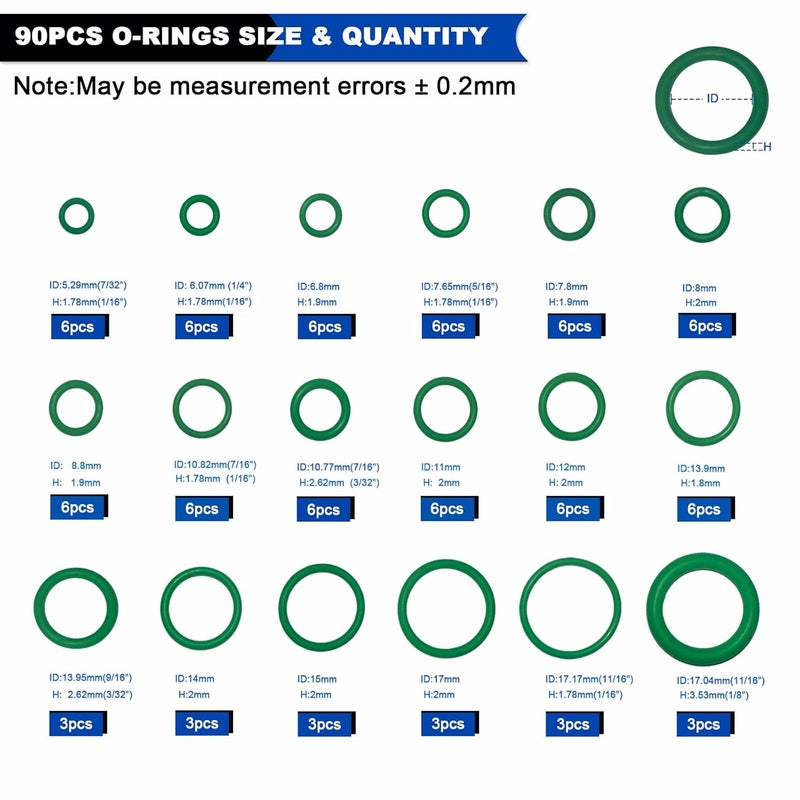 Daptemn 175 PCS A/C Compressor System Seal Washers Kit, 12 Size Air Conditioning Gasket and 18 Size Car AC O Rings, Universal Vehicle Repairs Automotive Self-Centered Washer - Image 3